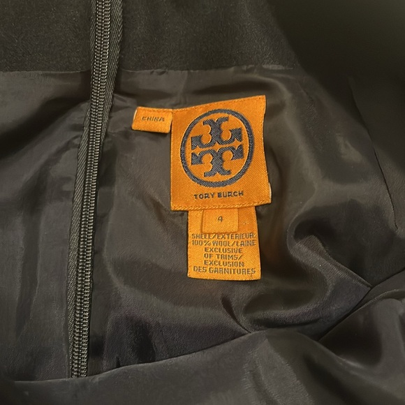 TORY BURCH Navy Wool W/Blue Faux Patent Leather Trim Front Pencil Skirt Size 4 - Picture 5 of 7